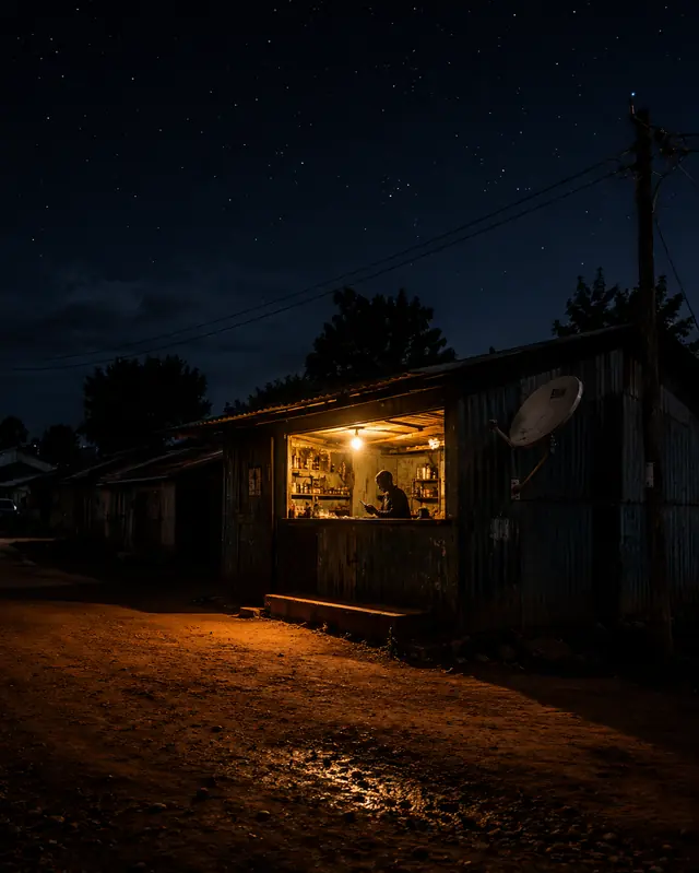 A lit duka under stars