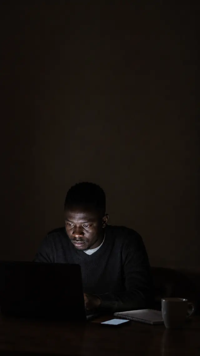 One builder, one machine, after dark
